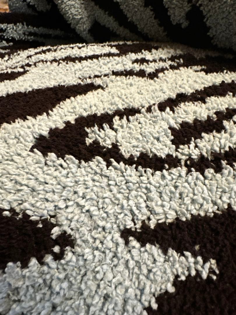 8119♣️美品Kashwére ブランケット サックス×ブラウン 廃盤品 希少