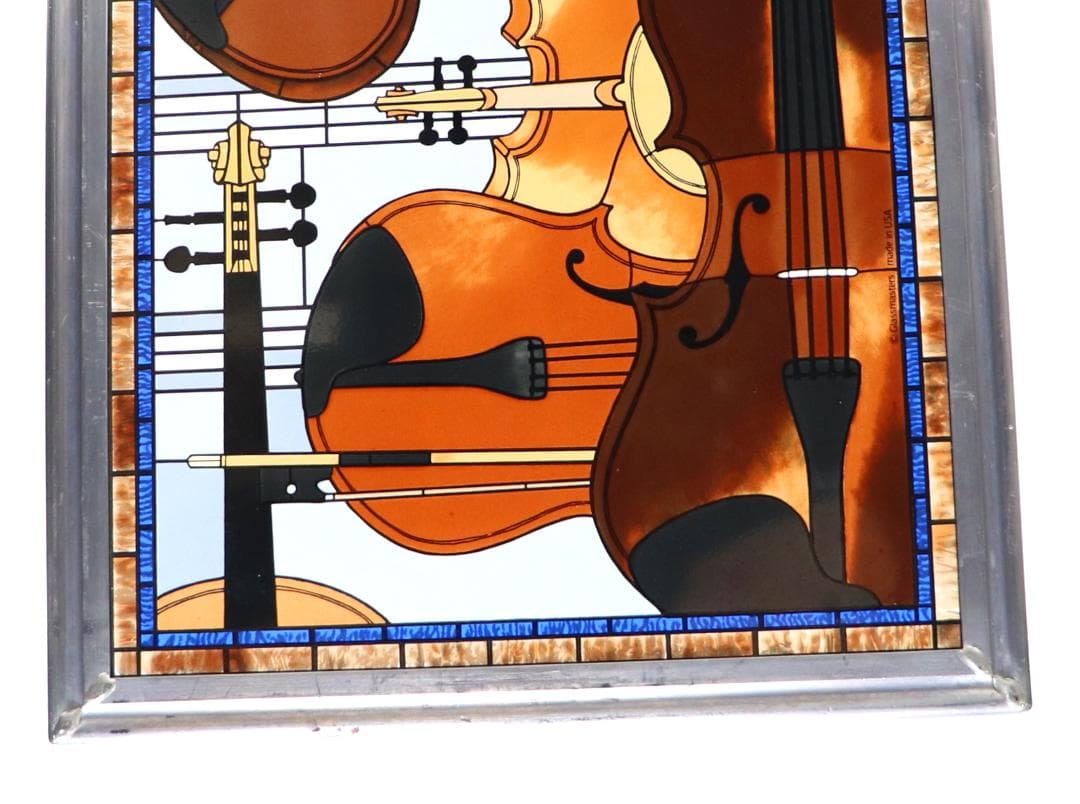 楽譜とヴァイオリン ヴィンテージ ステンドグラス レア クラシック ミュージック