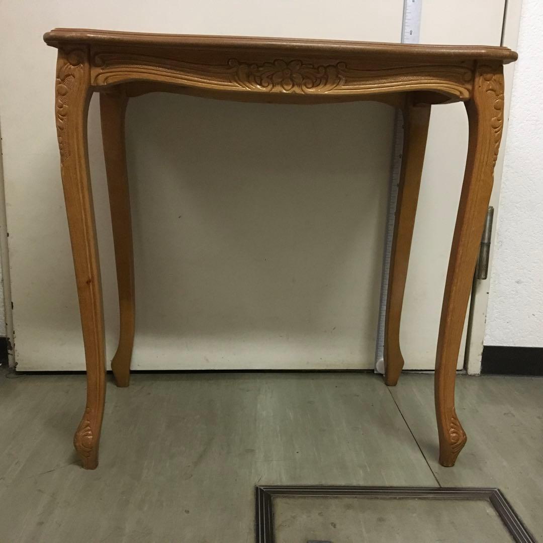 こうママ　木製サイドテーブル 装飾彫刻入り　大中小3個セット