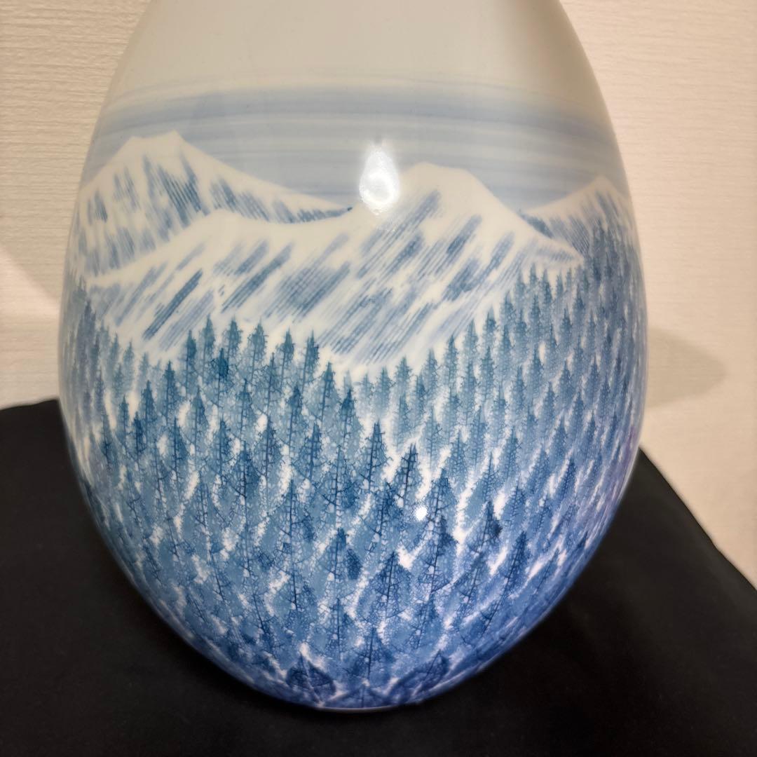 藤井朱明 壺 飾り壺 花器 日展人気作家 花瓶 有田焼 高さ38.5cm