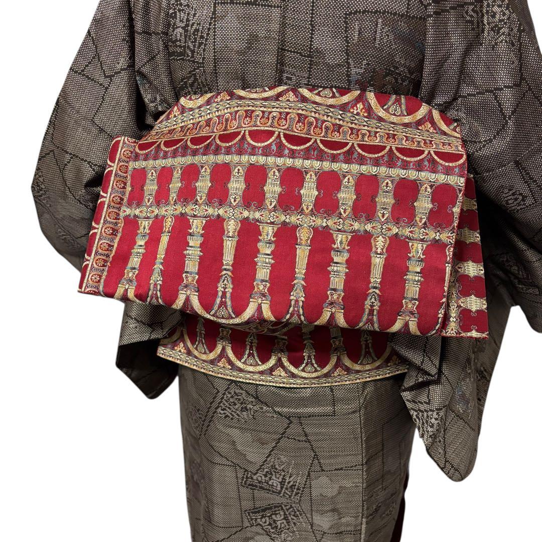 美品　袷　証紙　泥染め　本場奄美大島紬　フルセット　4点　貴重柄　クリスマス