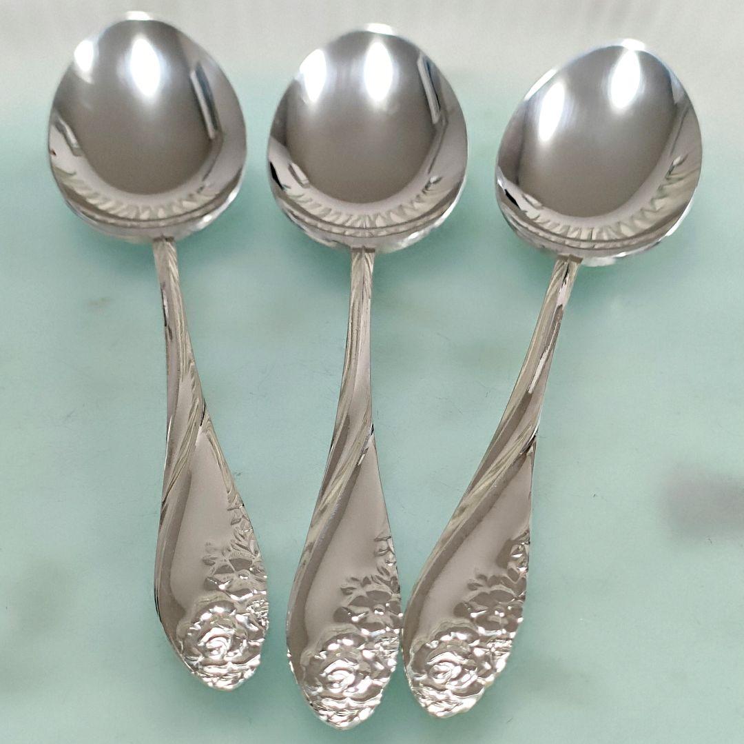 ●5489#0109　SILVER925スプーン3本(花２輪とリーフ)　0820