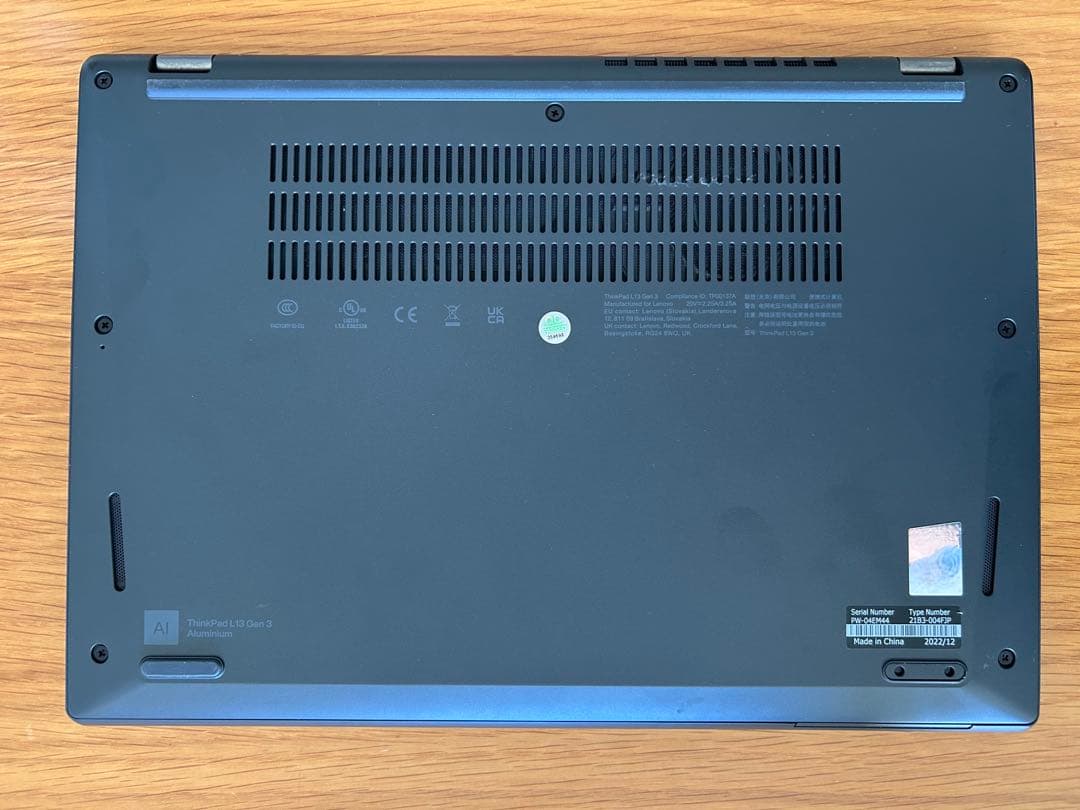 2022ThinkPad L13 第12世代ノートPC 三ヶ月保証付（〜4/6）