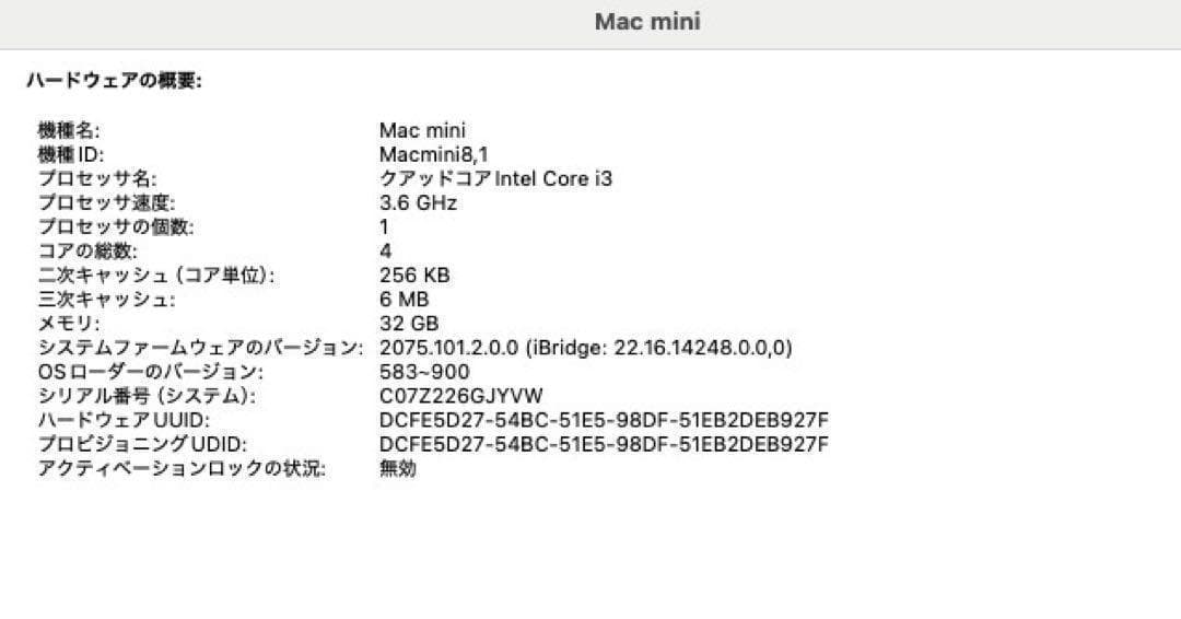 正常動作確認済　Mac mini 2018 32GB 128GB スペースグレイ