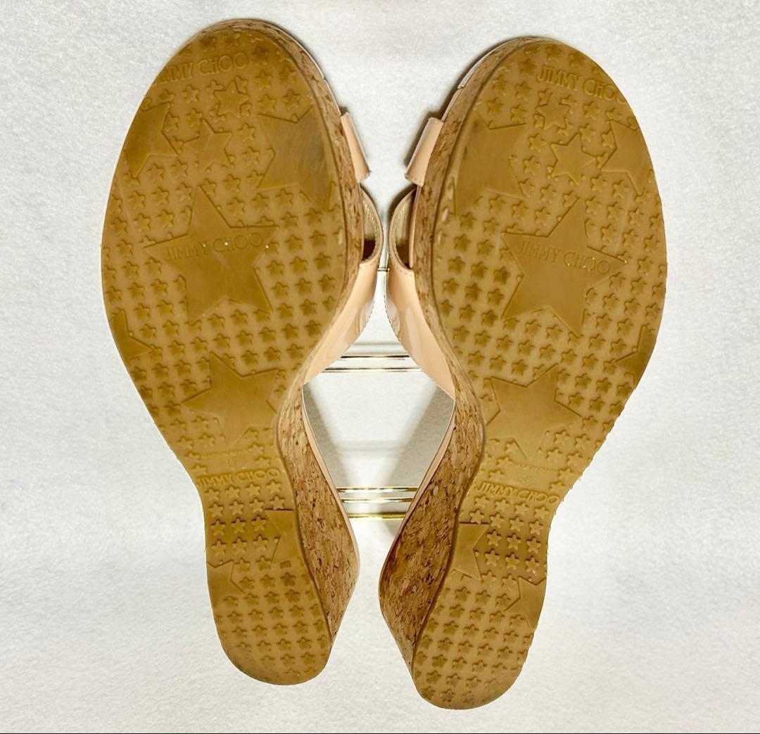 【美品】ジミーチュウ　ミュール　ベージュ　サンダル　コルク　パテント