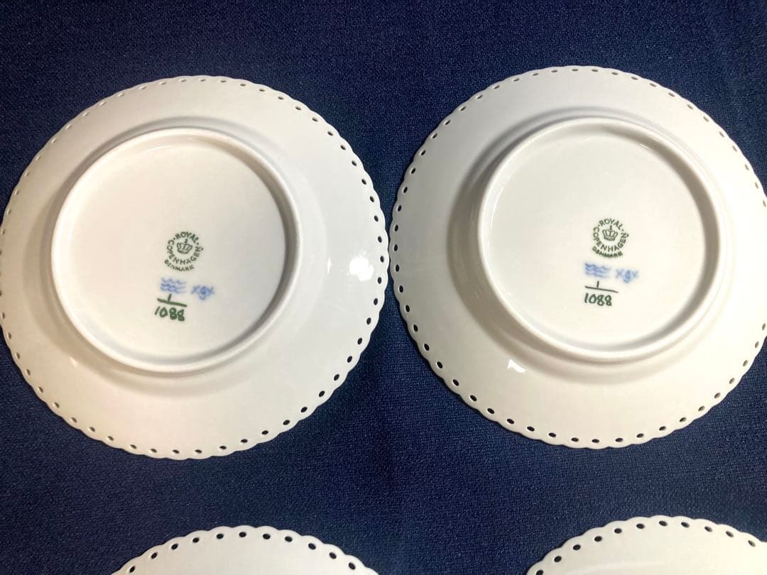 ロイヤルコペンハーゲンブルーフルーテッド フルレースプレート15㎝×6枚　綺麗