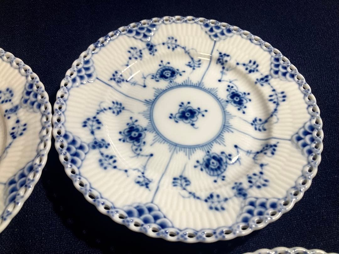 ロイヤルコペンハーゲンブルーフルーテッド フルレースプレート15㎝×6枚　綺麗