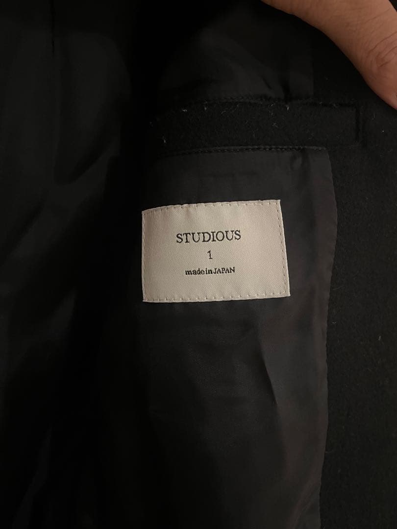 【STUDIOUS】ウールモッズコート ブラック サイズ1 日本製 メンズ