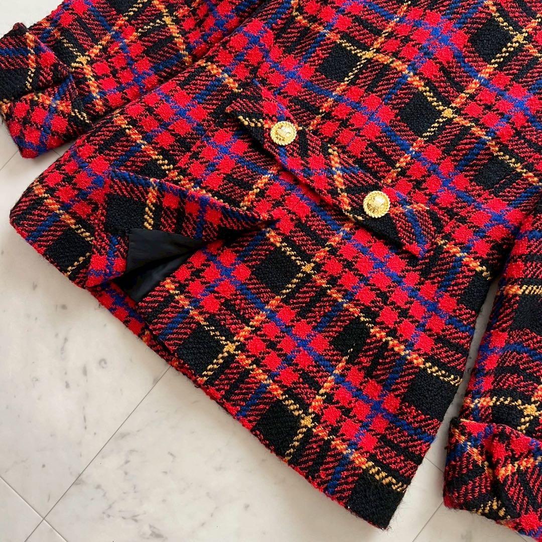 CELINE ヴィンテージ ツイードチェック トリオンフ金ボタンジャケット
