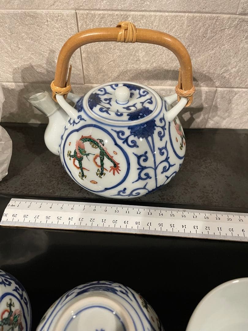 さくら　渋草焼　芳国舎　急須湯呑みセット