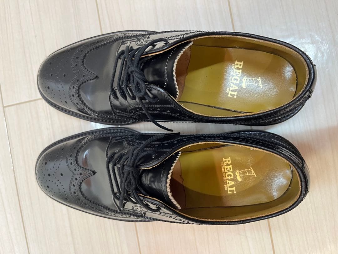 REGAL ブラック ウィングチップ シューズ 25.5