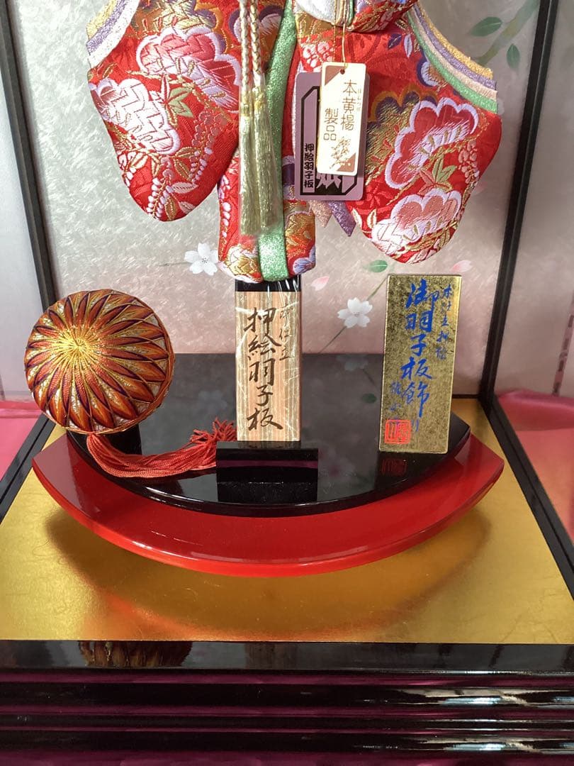 ③ 羽子板飾り　本仕立押絵　隆山作　彩雅　藤娘　本つげかんざし　18号