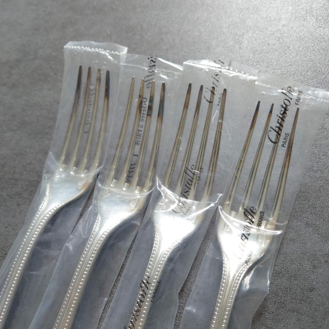 クリストフル パール 未開封 テーブルフォーク 4点