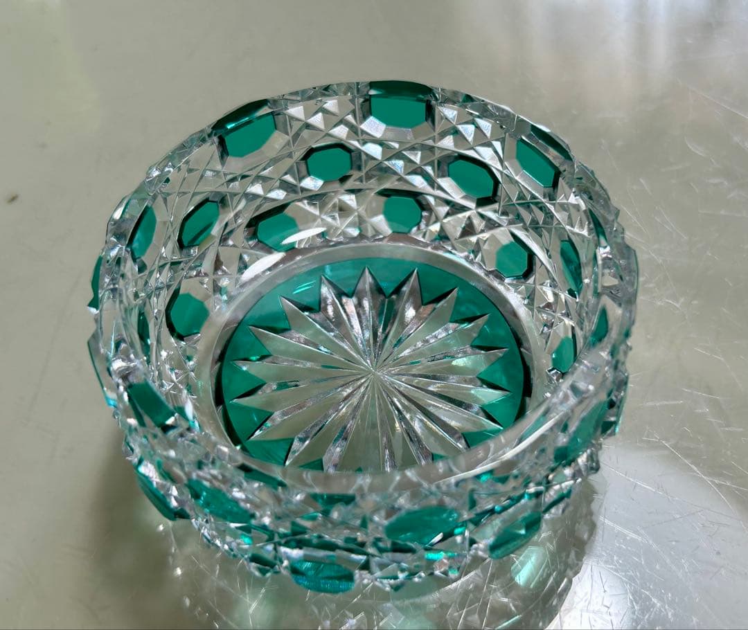 江戸切子　八角籠目　小鉢　3色セット　瀧澤利夫作