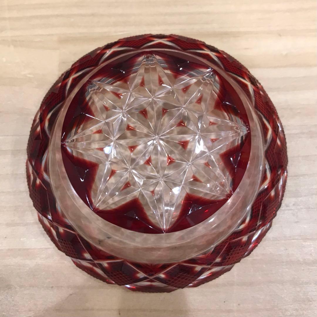 新品 未使用 復元 薩摩切子 小皿 被せガラス 薩摩ガラス工芸作