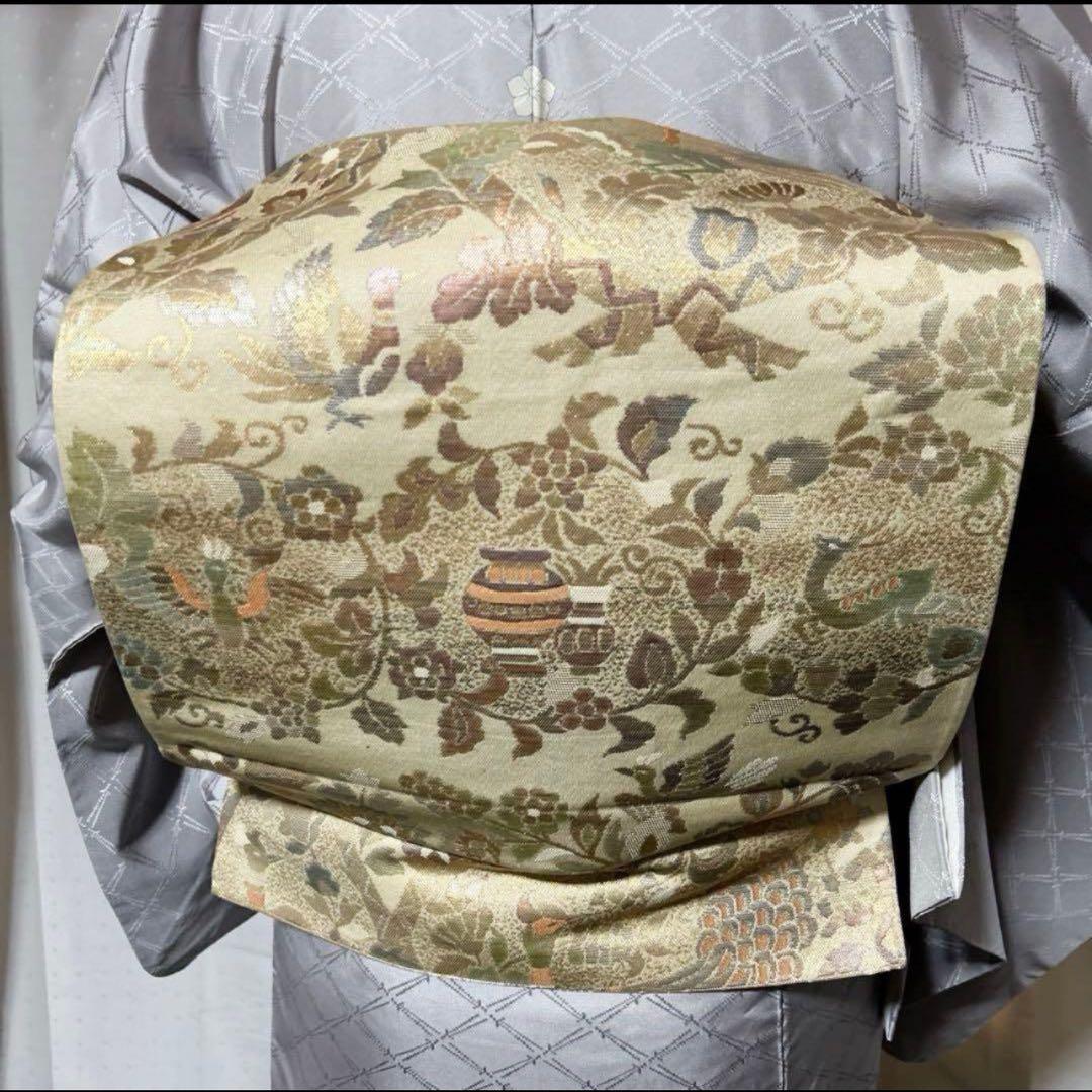 未使用近い　美品　袷　正絹　大島紬系　白山紬系　紋付　訪問着　フルセッ