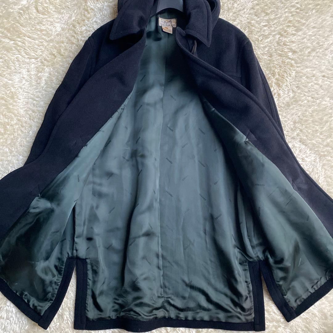 【希少】HERMES エルメス ダッフルコート ヴィンテージ 50 ブラック 黒