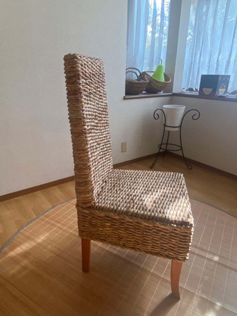 ストロー編みダイニングチェア4脚セット [引取り限定]