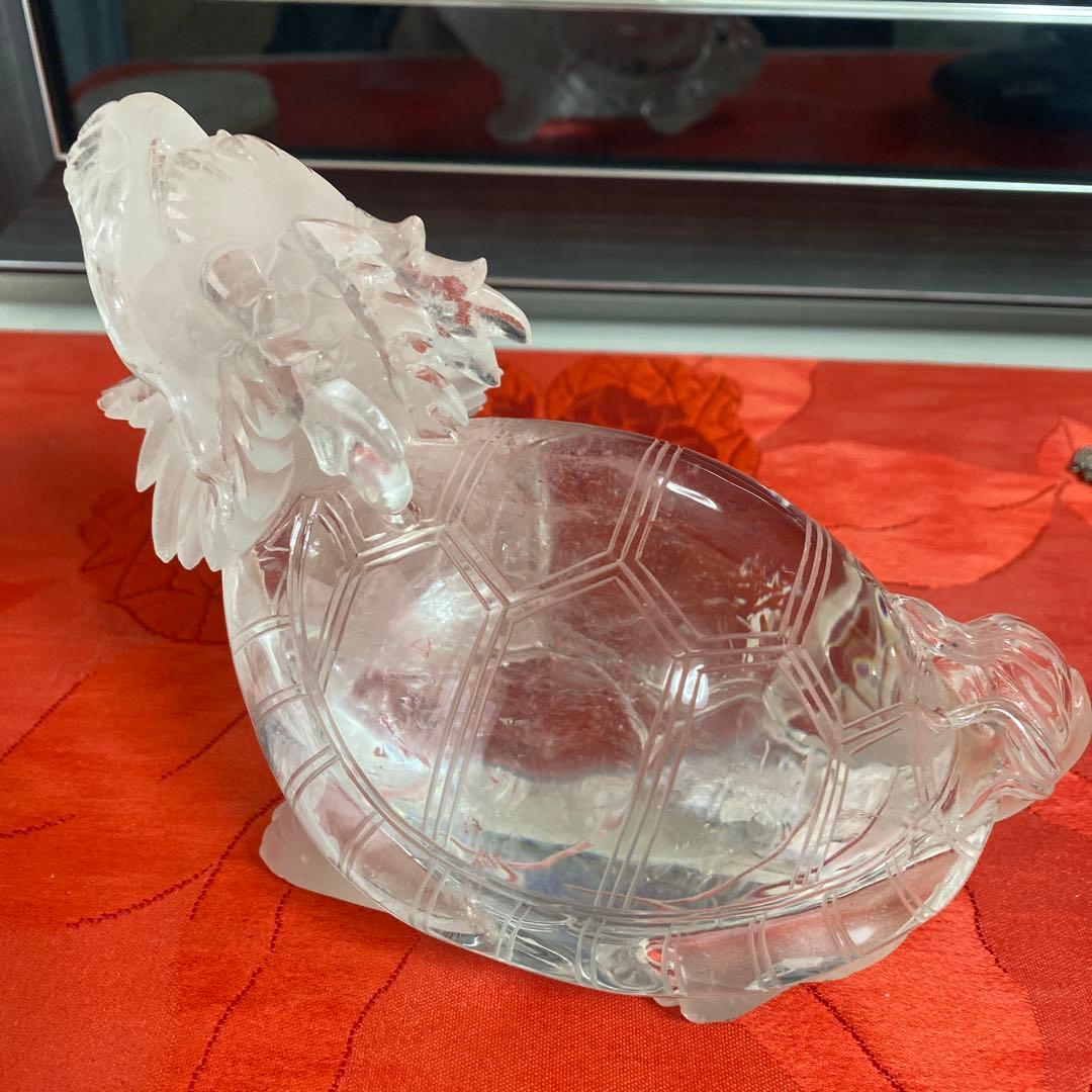 水晶の龍亀　置物