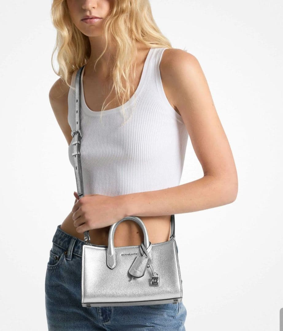 マイケルコース ショルダーバック ハンドバッグ シルバー スモール