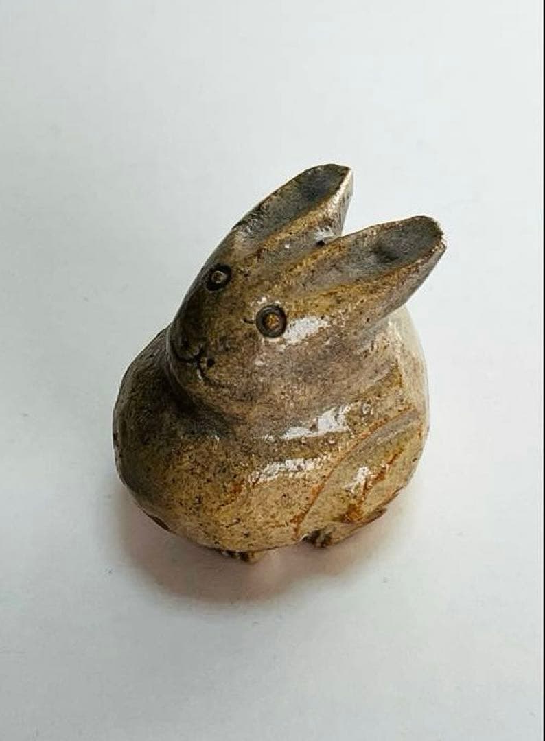 新品未使用　萩焼　香合　兎　二重箱