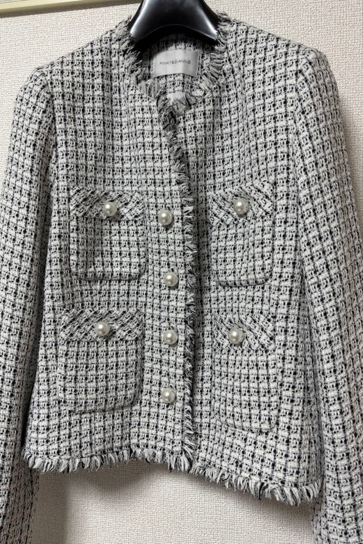 ピンキーアンドダイアン◆ツイードセットアップジャケット モノトーン 38