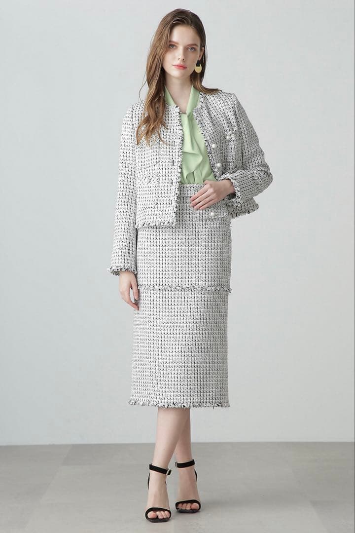 ピンキーアンドダイアン◆ツイードセットアップジャケット モノトーン 38