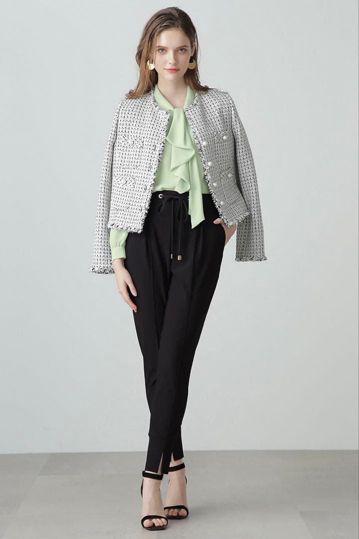 ピンキーアンドダイアン◆ツイードセットアップジャケット モノトーン 38