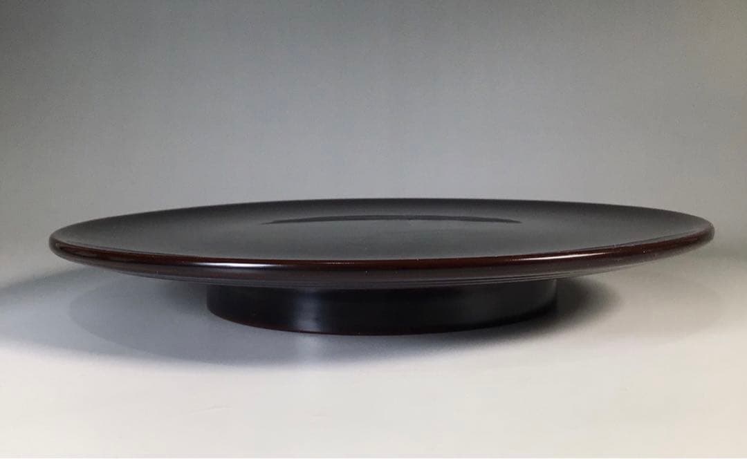 Ｍ３９１　盆　『哲公房作』『久田宗也　尋牛斎　箱書』『溜塗ロクロ目盆』　共箱