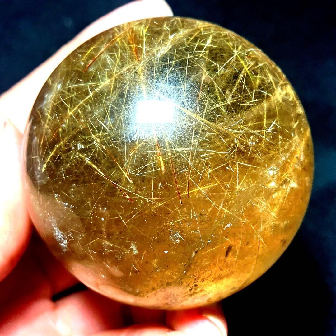 超大玉　60mm ゴールドルチルクォーツ　丸玉　スフィア　金針水晶