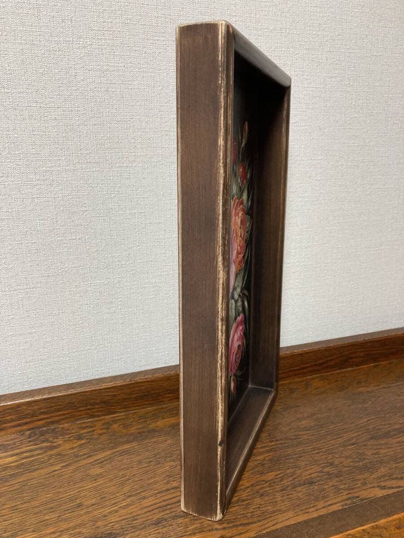 ロシア雑貨☆Rose木製トレイ薔薇 ジョストボ柄 マトリョーシカ ガリーナ作