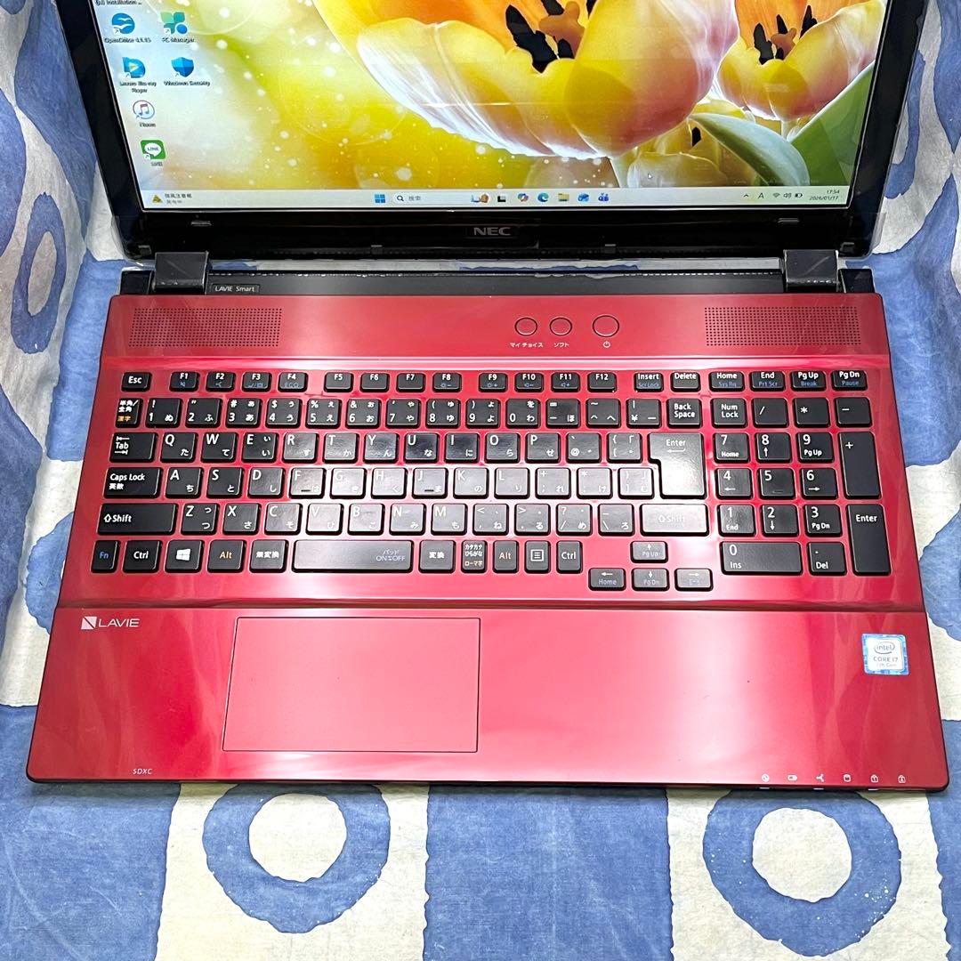 爆速SSD512&メモリ12☆i7☆大人気赤PC♪ブルーレイ&カメラ！Win11