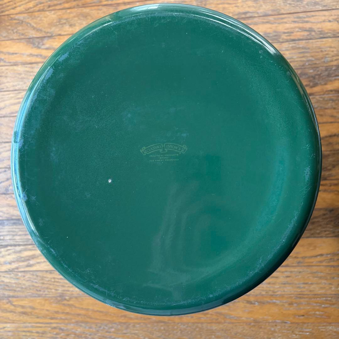 ホーロー　小物入れ／ゴミ箱　緑