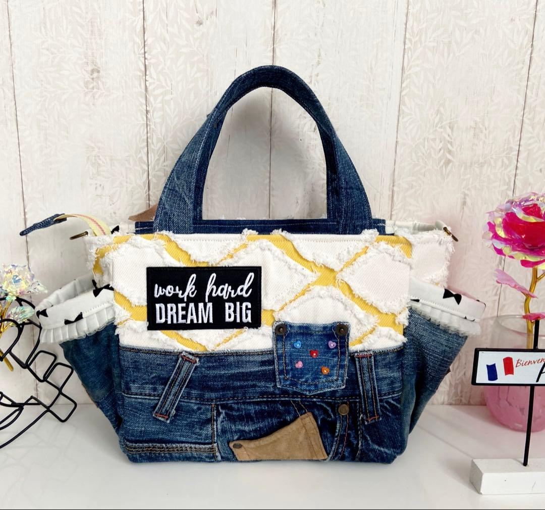 一点物｜デニムリメイク トートS 大人の遊び心「ポップ・ドーナツ君」バッグ