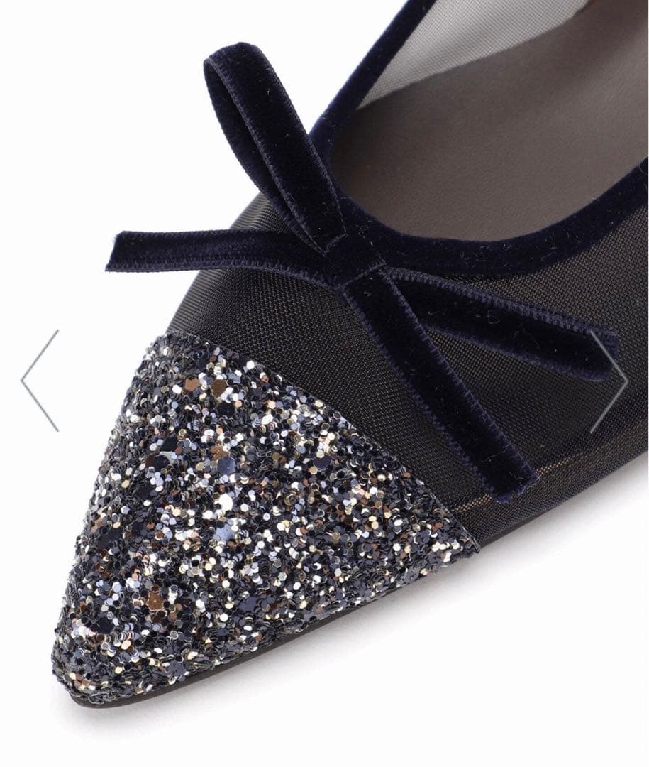 【完売商品✨】Le Talon ポインテッドトゥキャップチュールバレエ ネイビー