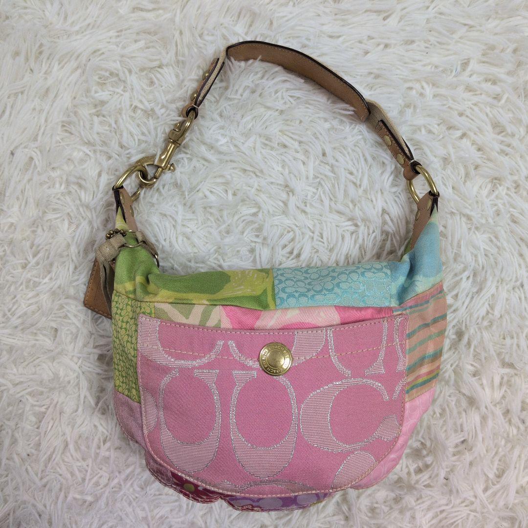 希少　coach パッチワーク　ホーボー　ワンショルダーバッグ　マルチカラー