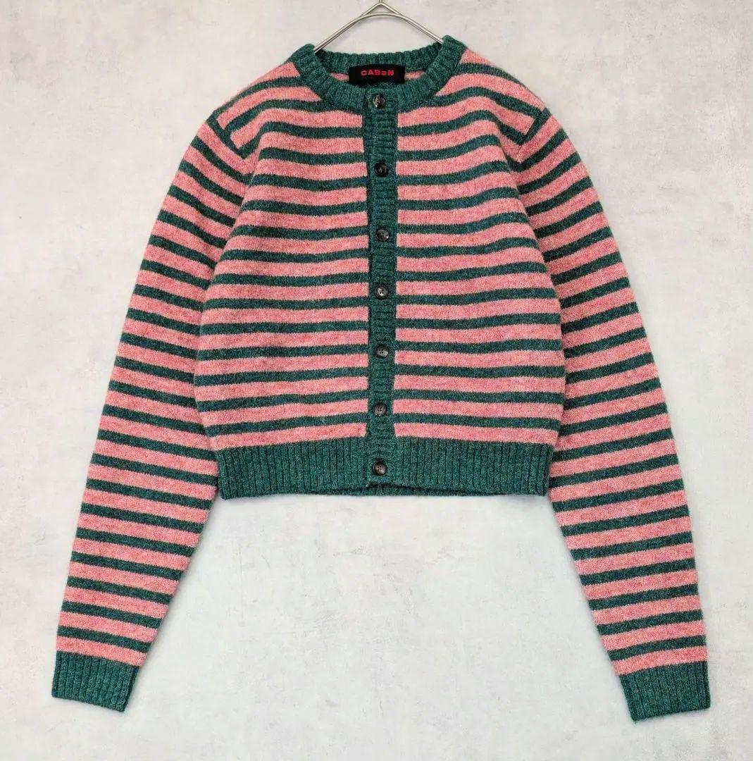 極美品★CABaN キャバン アルパカボーダークルーネックカーディガン