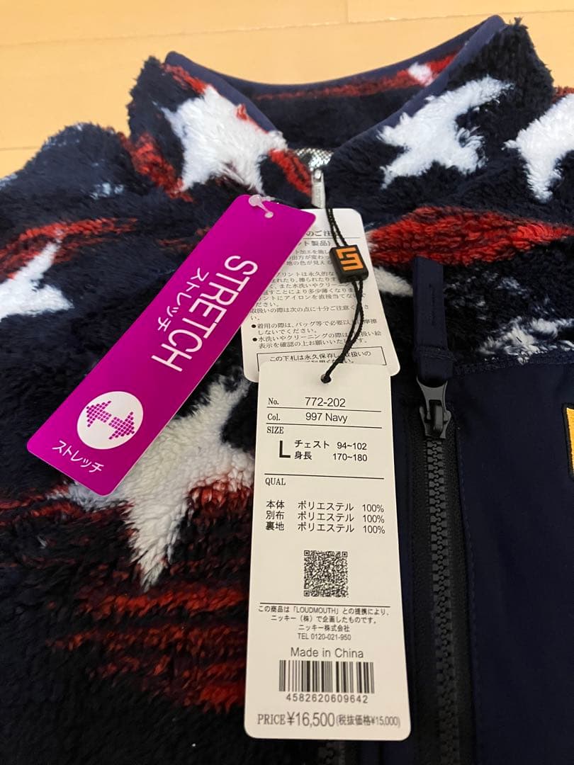 ラウドマウス メンズ ゴルフウエア アウター 長袖 フリース ブルゾン ネイビー