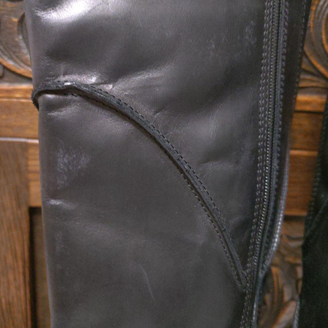 専用　Clarks　ブラックレザー ロングブーツ フラワー　刺繍