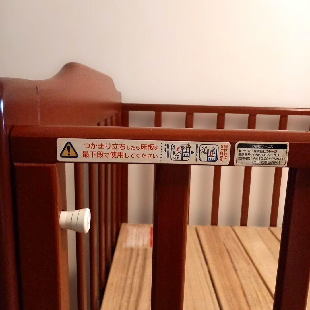 【送料込み匿名配送】KATOJIカトージ 木製ベビーベッド ブラウン 標準サイズ