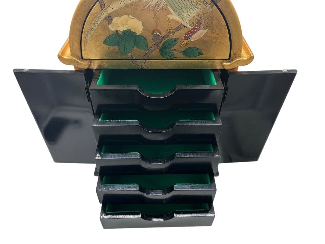 鏡台 化粧台 小物入 6段 引出収納 収納棚 木工芸 レトロ アンティーク 中国