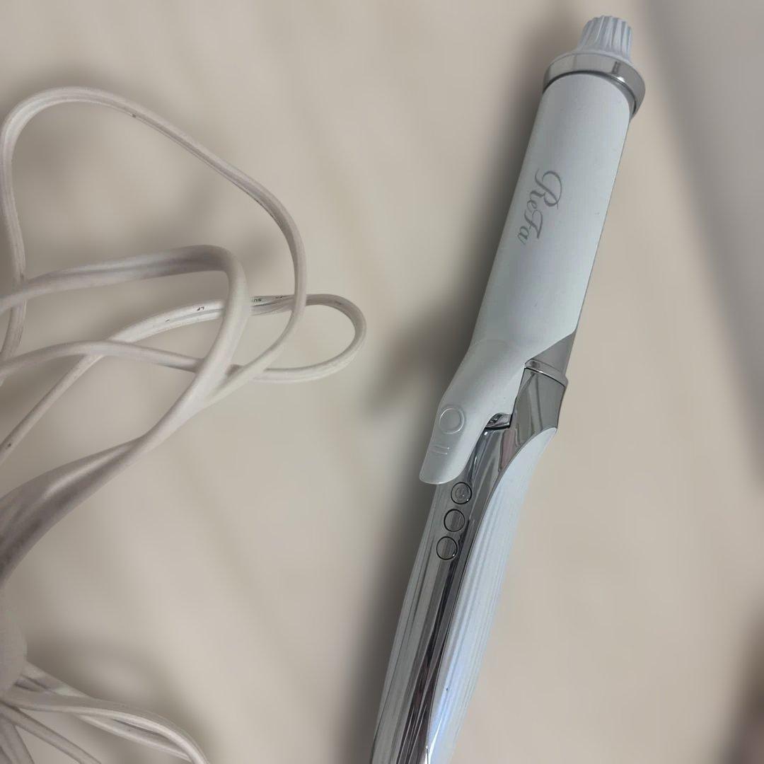 ホワイト カールヘアアイロン 38ミリ温度調整機能付き