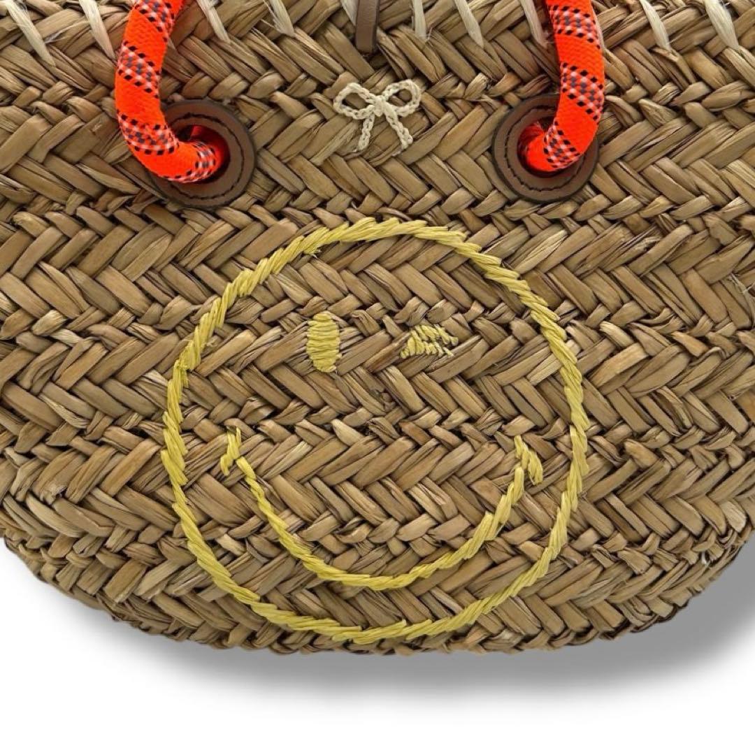 【美品】アニヤハインドマーチ スマイル ハンドバッグ かごバッグ ラフィア 人気