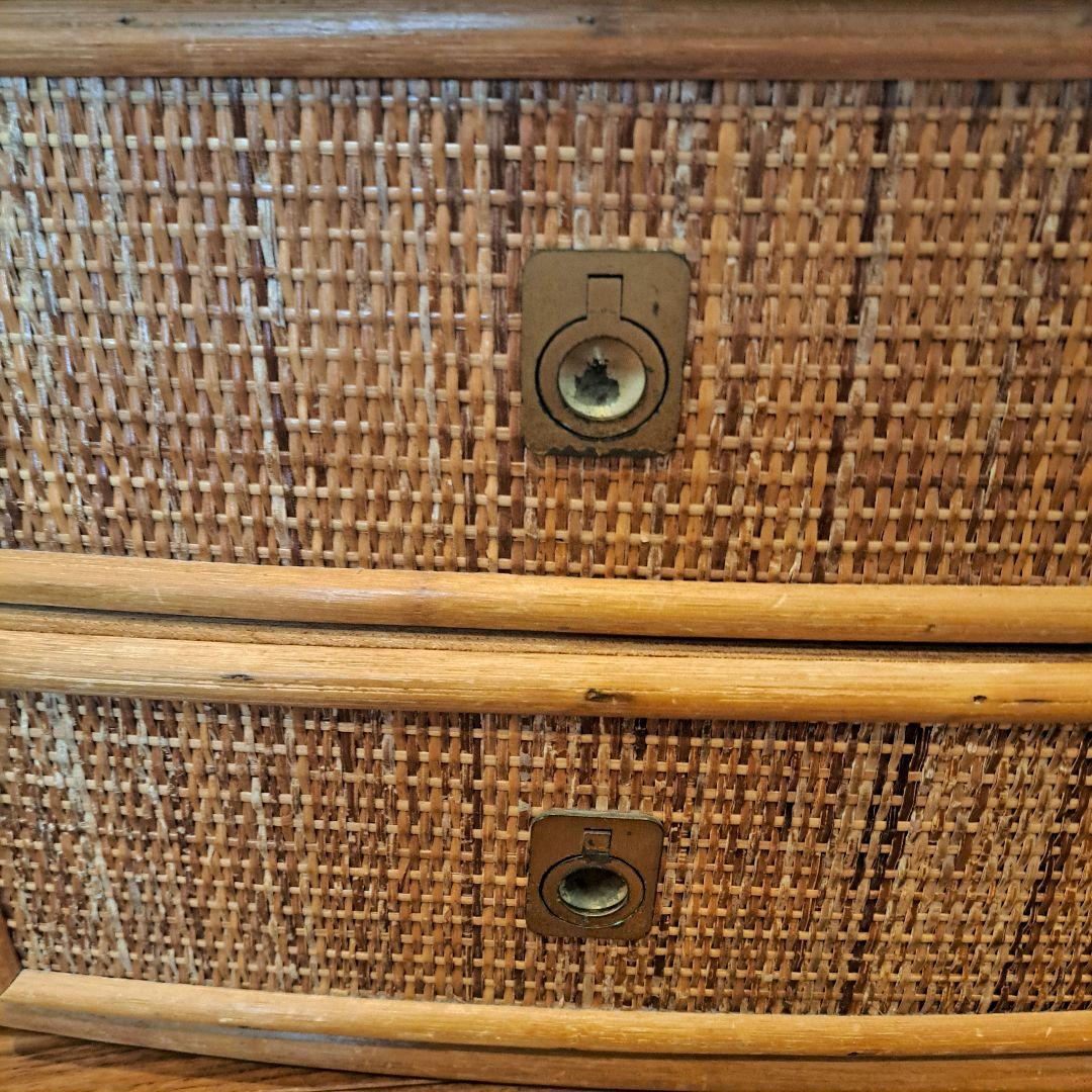 【アンティーク】籐 ラタン サイドボード チェスト ローボード 4杯 古道具