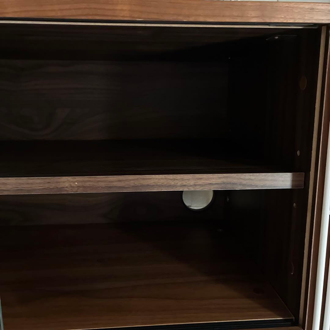 お値下中！無印良品スチールユニットシェルフ ウォールナット材ガラス扉付組み立て済