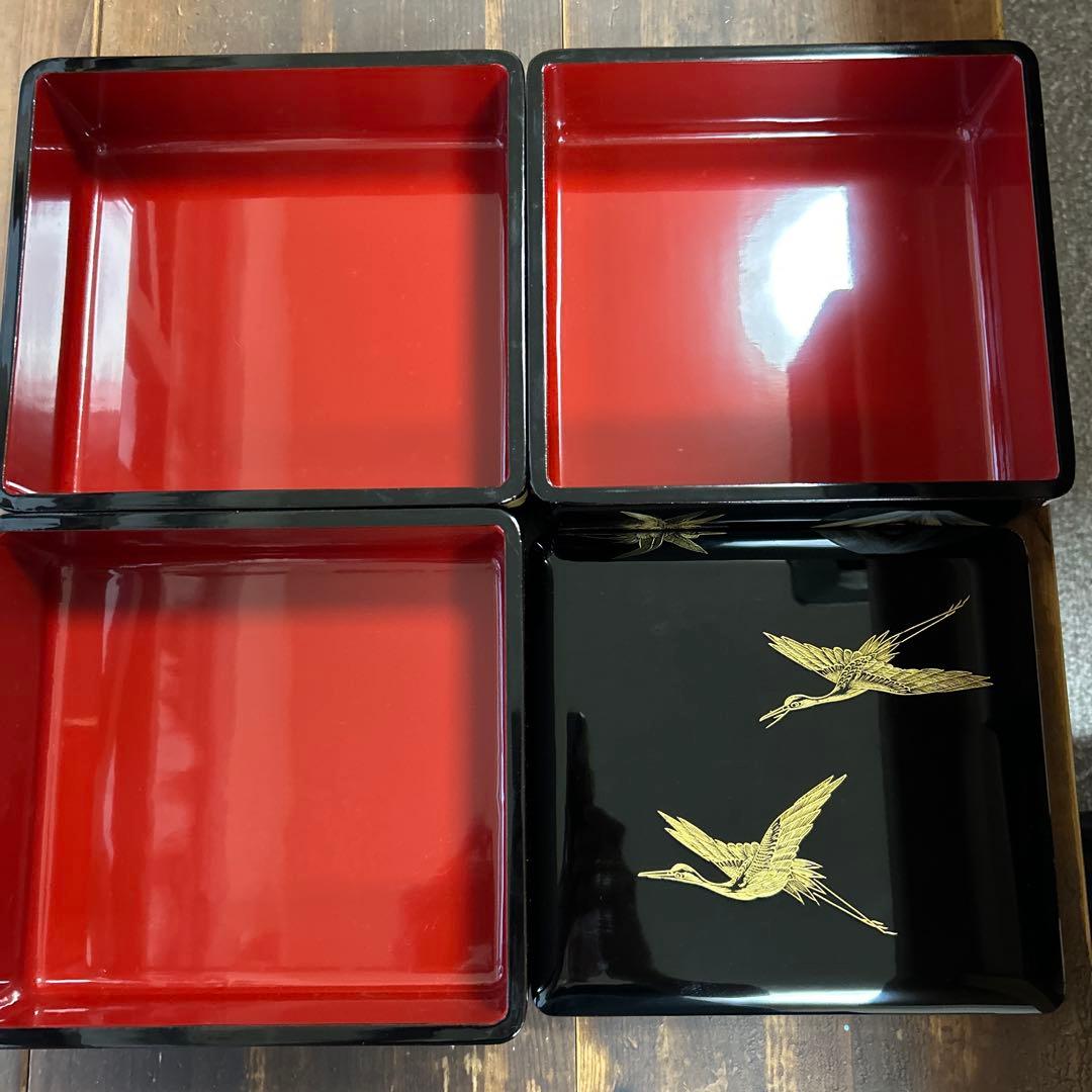 輪島塗　沈金　高級漆器　三段重　鶴　富士　松　会津塗　山中漆器　伝統工芸　天然木