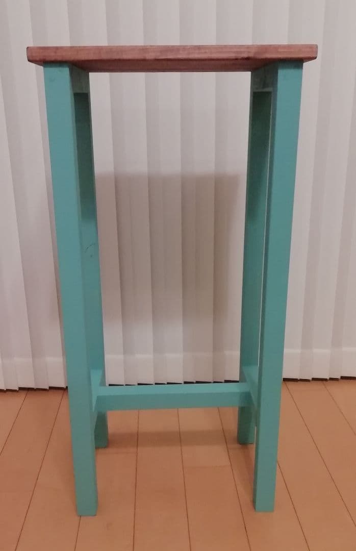 ハンドメイドテーブル/ハイテーブル/飾り棚/ミストグリーン【送料込み】