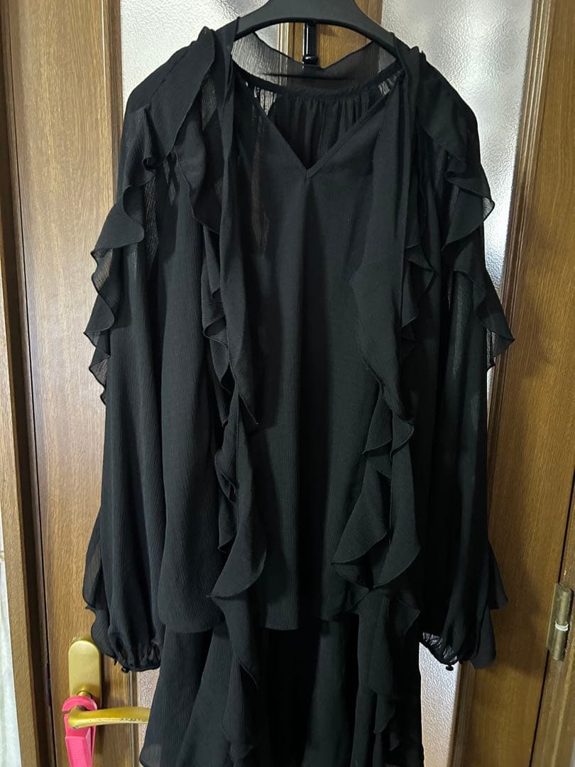 ココディール岡崎紗絵コラボカスケードボウタイフリルミニワンピース