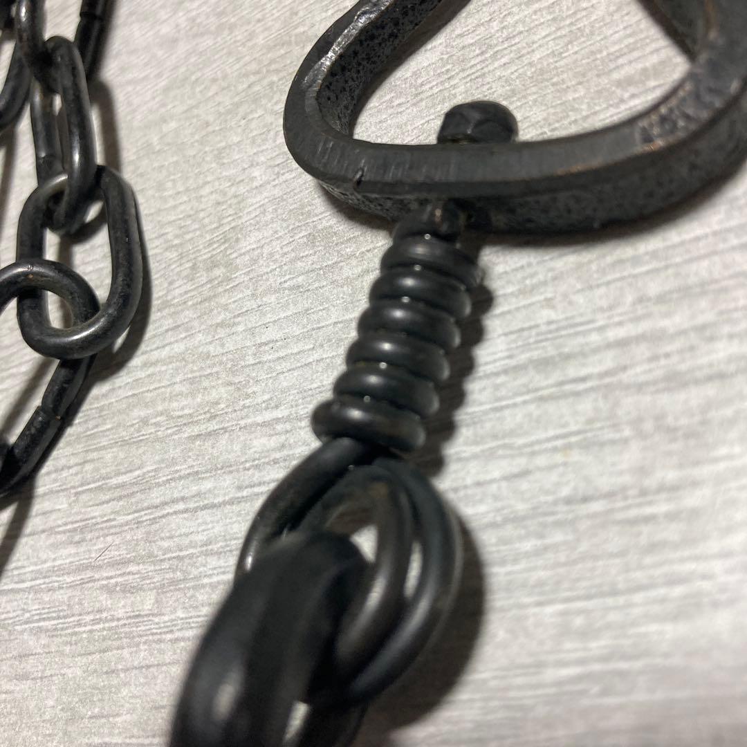 【茶道具】未使用品　釣釜（吊釜道具）】　釣釜鎖　（cm）　さび色