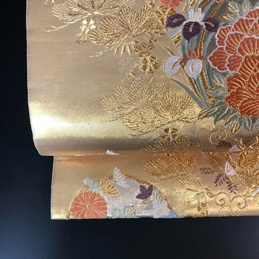 FF-193 袋帯 金錦 結粋 逸品 正絹 六通 金箔 金糸 高級